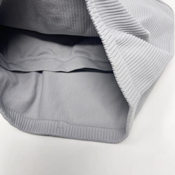 Boutique Small Gray Ribbed Cropped Tank with Built in Shelf Bra Spaghetti Strap - Picture 5 of 8